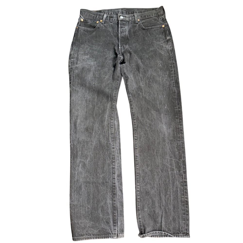 Levis 501 Original Fit Jeans Mens 36x34(31) Faded Black Straight Leg Denim Pants